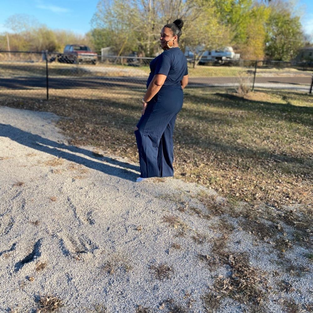 Navy Split Knee Plus Size Matching Set - Picture 2 of 2